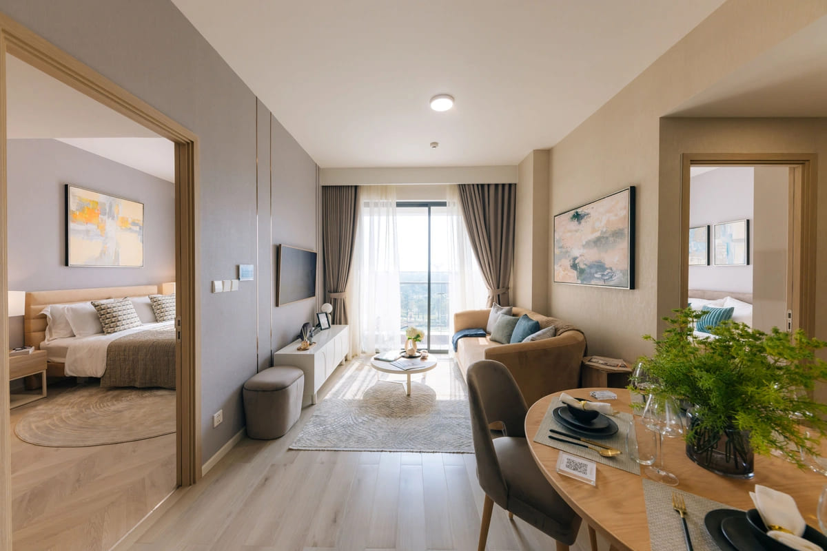 Nội thất phòng khách căn hộ mẫu Gladia Heights